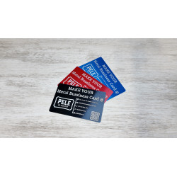 Carte de Vizită Metalică Personalizată – Gravură Laser Premium 🔥 (Negru / Roșu / Albastru)