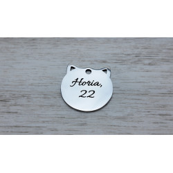 Medalion 🐱 Pisică Gravabil – Personalizare Nume & Telefon – Premium